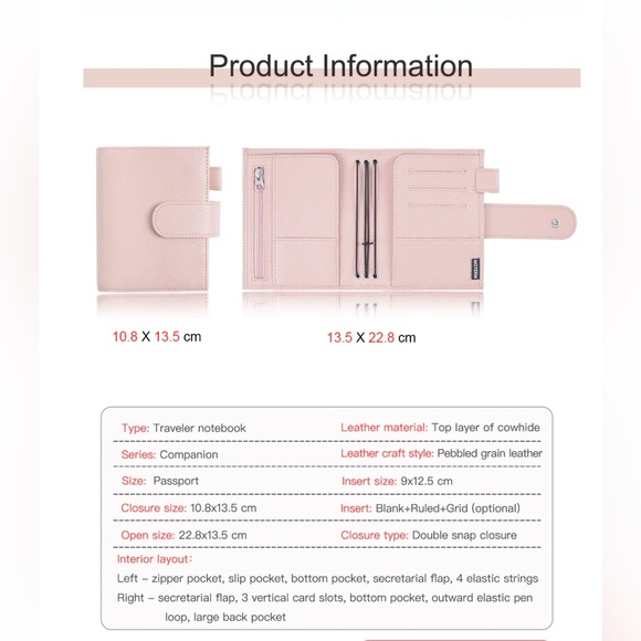 Moterm Companion Traveler's Notebook Cover w/ Back Pocket (Passport, Pebbled) - Picture 9 of 9